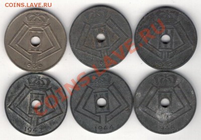 БЕЛЬГИЯ 10 САНТИМОВ 1939-46 (6ШТ) ДО 09.01 В 22.00МСК (7631) - 4-с10ц