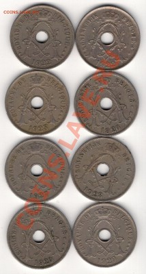 БЕЛЬГИЯ 25 САНТИМОВ 1922-29 (8ШТ) ДО 09.01 В 22.00МСК (7631) - 4-с25мн