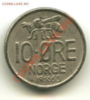 10 оре Норвегия пчела  Год : 1963 до 10.01.2014 23-00 мск - норвег