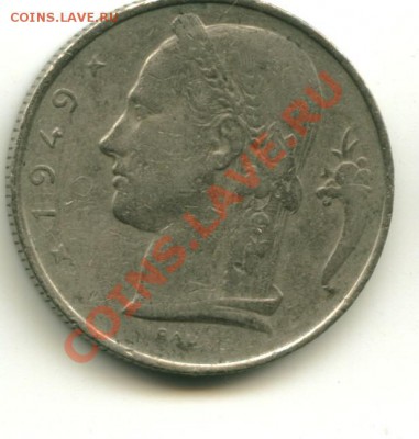 5 франков Бельгия   Год : 1949  до 10.01.2014 23-00 мск - бельг...................