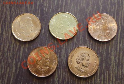 КАНАДА - 1 доллар ЮБИЛЕЙКА 5 шт. без повторов! 9.01, 22.00 - канада набор долларов 5 шт - 2