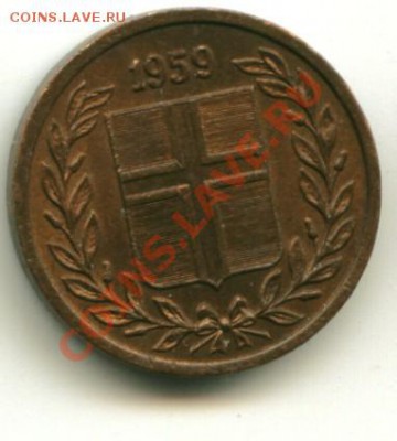 1 eyrir Исландия  Год: 1959 до 12.01.2014 23-00мск - исланд...................