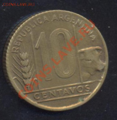 Аргентина 10 центаво 1950 г.До 10.01.14 г. 22-00 МСК . - Аргентина 10 ц 1950 1