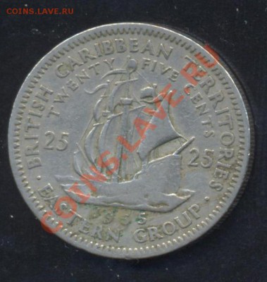 Карибские о-ва 25 центов 1955 г.До 10.01.14 г. 22-00 МСК . - Карибы 25 ц 1955