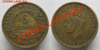 Разная инострань - 392 1 Брит Зап Африка 6 пенсов 1945 143