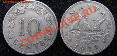 Разная инострань - 392 5 Мальта 10 центов 1972 177