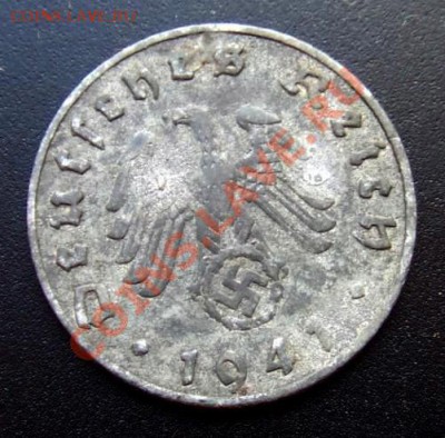 ГЕРМАНИЯ (Рейх) 5 пфеннигов (1941 Е) цинк до 13.01 (22.00) - Германия (Рейх) 5 пфеннигов (1941 Е) А