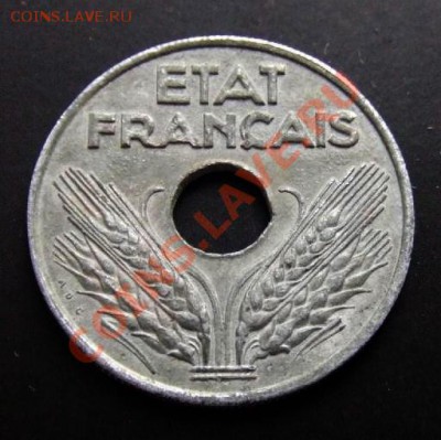 ФРАНЦИЯ 20 сантимов (1943) цинк до 13.01 (22.00) - Франция 20 сантимов (1943) цинк А