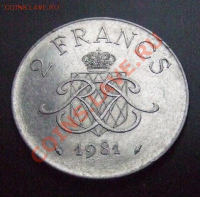 МОНАКО 2 франка (1981) до 13.01 (22.00) - Монако 2 франка (1981) №2 Р