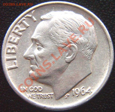 США_10 центов 1964 "Roosevelt Dime". Серебро; до 13.01_22.30 - 7175