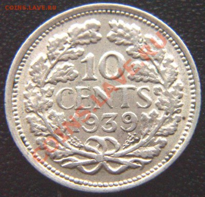 Нидерланды_10 центов 1939. Серебро; до 13.01_22.34мск - 7171