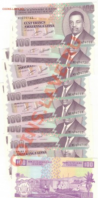Бурунди 100 франков 2011 (10шт) 20.01.14 в 22.00мск (7663) - Изображение