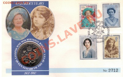 Великобритания 5£ 1990 Королева-мать до 20.01 в 22ч (7783) - 4-вел90а