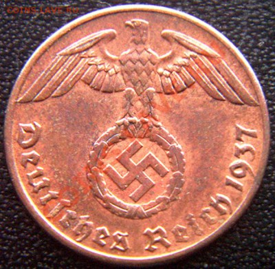 Германия (3-й Рейх)_1 рейхспфенниг 1937(А); до 16.01_22.28мс - 7270