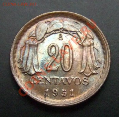 1 - Чили 20 сентаво (1951) Бернардо Хиггинс UNC Р
