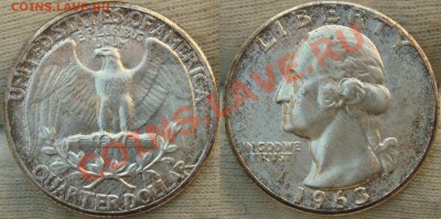 монеты США (вроде как небольшой каталог всех монет США) - quarter 1963.JPG
