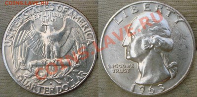 монеты США (вроде как небольшой каталог всех монет США) - quarter 1963 D.JPG