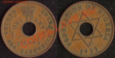 Недорогая инострань. Остатки старых продаж и немного нового. - Нигерия 1 пенни 1959