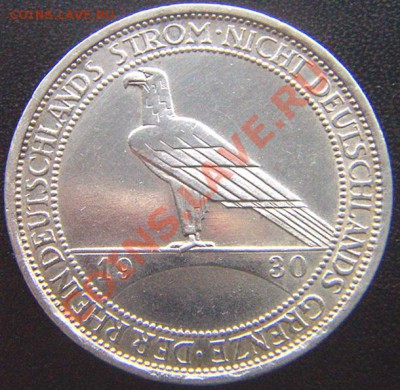 Германия_3 рейхсмарки 1930 "Райнланд". Ag; до 19.01_22.16 - 7253