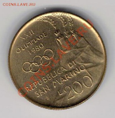 САН-МАРИНО 200 ЛИР 1980 ОЛИМПИАДА 23.01 В 22Ч (7782) - 4-см200-80а