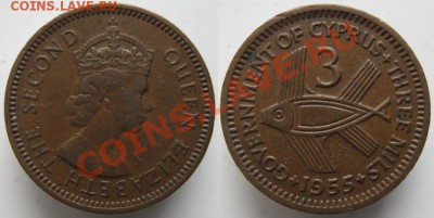 Разная инострань - 394 5 Брит Кипр 3 милс 1955   416