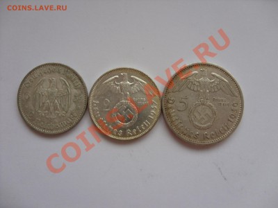 2 марки Кирха, 2 марки Гинденбург, 5 марок Гинденбург. - 2-2-5 марок аук - 1
