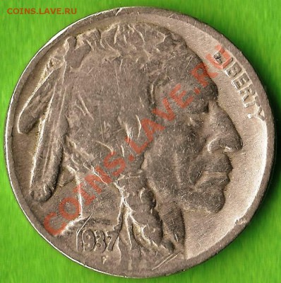 США.  5¢ Buffalo Nickel 1937г. До 25.01.2014г. - Изображение 245