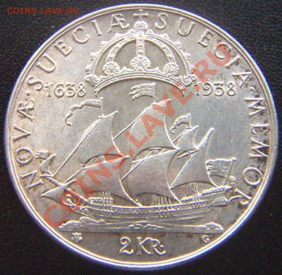 Швеция_памятные 2 кроны 1938. Серебро; до 21.01_22.12мск - 7318