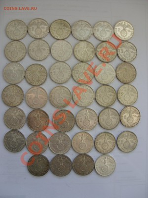 Монеты Германии. Опт. - 2 марки 1937-38-39 A 40 шт - 1