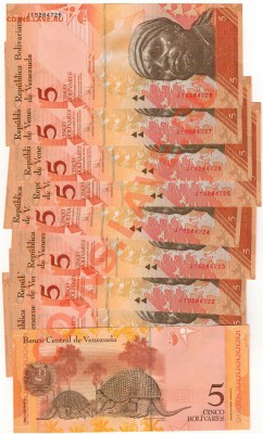 Венесуэла 5 боливаров 2008 (10шт) 27.01.14 в 22.00мск (7156) - Изображение