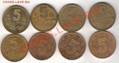 Китай 5 цзяо 1995-2009 (8шт) до 27.01.14 в 22.00мск (7771) - 4-кит5ц1