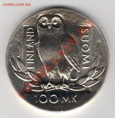 Ag Финляндия 100 марок 1990 Сова до 27.01 в 22ч (7900) - 5-фин90а