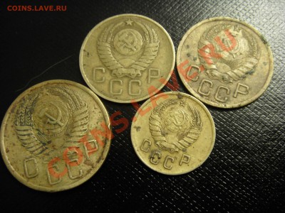 3 копейки 1957 и 1946,2 коп.1940.5 коп убитая 1954 - SDC10593.JPG