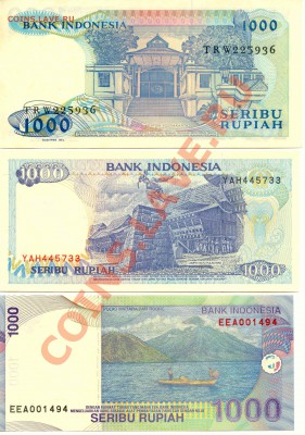 Индонезия. 1000 рупий 1987,92, 2009, до  26.01.14  21-00Мск - Indonesia_1000_2