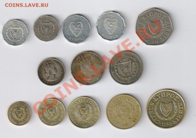 КИПР - 13 монет 1955 - 1994г ЕЛИЗАВЕТА до31.01.14г 21-00 - КИПР - 13 монет 001