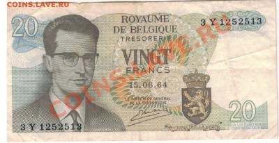 БЕЛЬГИЯ 20 ФРАНКОВ 1964 ДО 30.01.14 В 22.00МСК (7958) - 1-бел20а