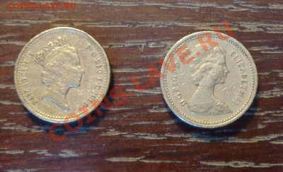 АНГЛИЯ - 1-ФУНТОВИКИ 2 ШТУКИ оборотные до 2.02, 22.00 - 1 фунт 2 шт 1