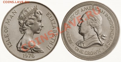 О-в Мэн крона 1976. Дж. Вашингтон до 03.02-22 - IoM76