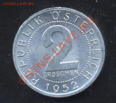 Австрия 2 грошен 1952 г.До 31.01.14 г. 22-00 МСК . - Австрия 2 г 52
