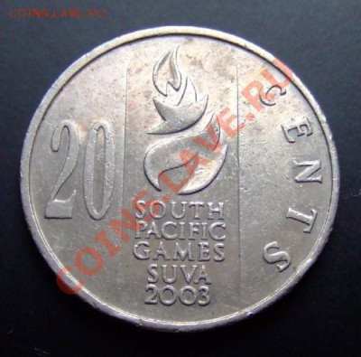 ФИДЖИ 20 центов (2003) Тихоокеанские игры до 31.01 (22.00) - Фиджи 20 центов (2003) «Южно-Тихоокеанские игры» Р