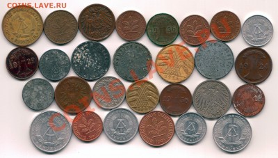 Немецкие монеты 28 шт. с 1916 по 1991 до 03.02  22-30 - 2