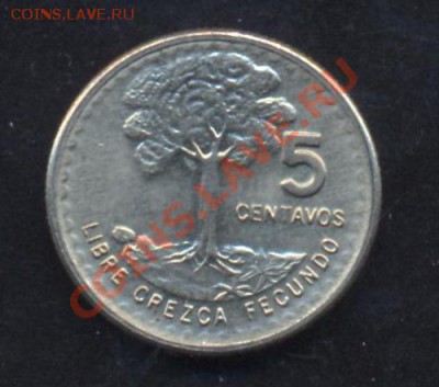 Гватемала 5 центаво 1974 г.До 3.02.14 г. 22-00 МСК . - Гватемала 5 ц 74 1