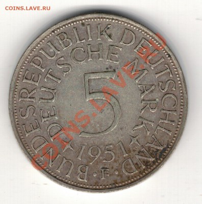 Ag ФРГ 5 МАРОК 1951F ДО 06.02.14 В 22.00МСК (7837) - 5-гер1-1951Ф1