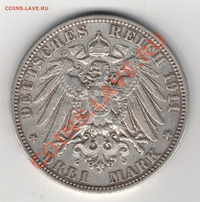 Ag ГЕРМАНИЯ 3 МАРКИ 1911J ДО 06.02.14 В 22.00МСК (7698) - 5-гер1911а