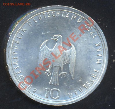 ФРГ 10 марок 1989 г. J   До 05.02.14 г. 22-00 МСК . - ФРГ 10 м 89 J
