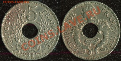 Французский Индокитай 5 центов 1938 до 22:00мск 06.02.14 - Французский Индокитай 5 центов 1938