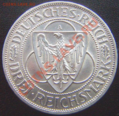 Германия_3 рейхсмарки 1930 "Райнланд". Ag; до 03.02_22.02 - 7254