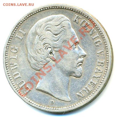 Германия. Бавария_5 марок 1874(D). Редкая; до 04.02_22.10мск - 7109