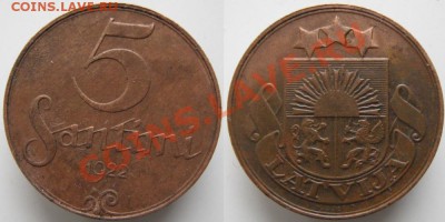 Разная инострань - 397 4 Латвия 5 сантим 1922   440