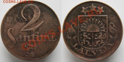 Разная инострань - 397 7 Латвия 2 сантима 1928   447